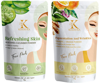 Kimayra World Aloevera + Cucumber & Turmeric + Orange Face Pack Powder Pigmentation & Wrinkles(150 g)