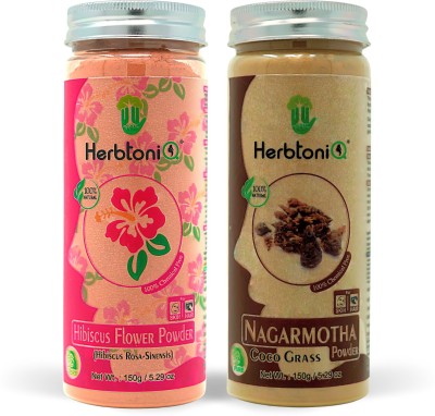 HerbtoniQ Natural Hibiscus, Nagarmotha Powder for Making DIY Mask for Face, Hair & Body(300 g)