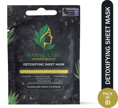 HARNIL CARE Detoxifying Sheet Mask with Activated Charcoal & Pure Aloe Pulp(20 ml)