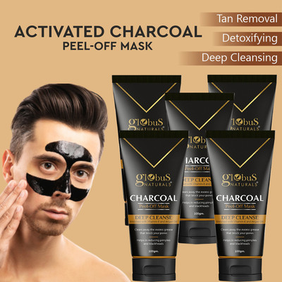 Globus Naturals Activated Charcoal Peel off Mask For Men Enriched With Vitamin-E, Aloevera(500 g)