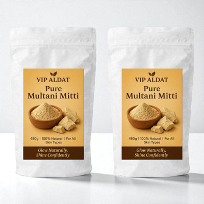 VIP ALDAT Multani Mitti Glow Velvet Radiance Herbal Premium Shine Skin Pack 2 (2×450g)(900 g)
