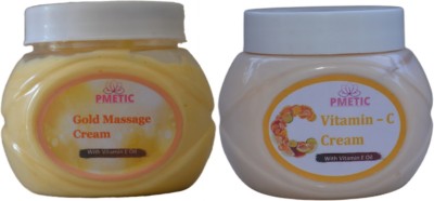 pmetic 200Gm Gold Massage Cream , 200Gm Vitamin C Cream For Face Man & Woman(400 g)