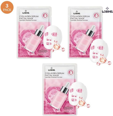 LORSHEL Collagen Sheet Mask Bio Collagen Sheet Mask Elasticity Benefits(75 ml)