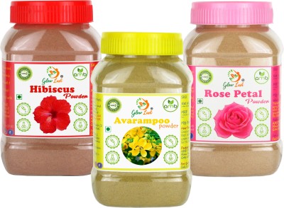 Glow Lush Avarampoo,Rose Petal and Hibiscus powder for Face Pack & Skin care (50gm Each)(150 g)