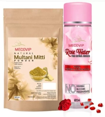 Mecovip Multani mitti face powder 250 gram and rosewater 120 ml(250 g)