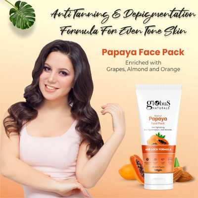 Globus Naturals Revival Papaya Face Pack for Skin Tightening & Tan Removal(100 g)
