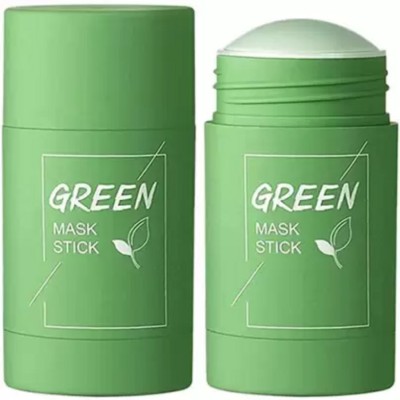 wryak Solid Green Tea Purifying Clay Stick Mask, With Makeup Blender Set Of 2(100 g)