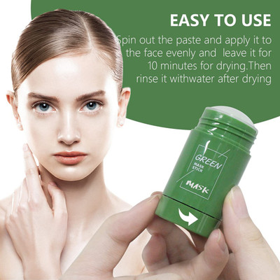 ADJD Mud Green tea Mask Deep Cleaning Oil Control Moisturizing Hydrating Skin Rotating Cream Mask Stick Mud Clay Mask(40 g)