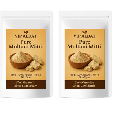 VIP ALDAT Multani Mitti Herbal Glow Brightness Radiance Pure Natural Detox Pack 2 (2×450g)(900 g)