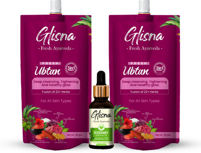 Glisna Ubtan Face Pack 80 gm and Rosemary Essential Oil for Hair Growth 10 ml Combo(90 g)