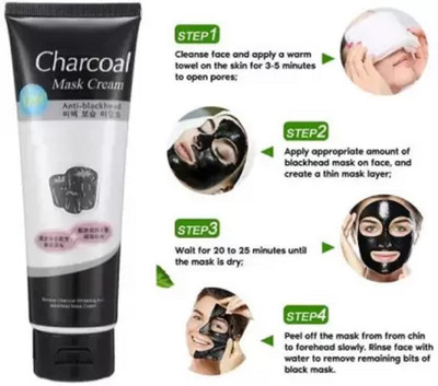 AFARAXIA Activated Charcoal Peel Off Face Mask Cream for Deep Cleansing(130 ml)