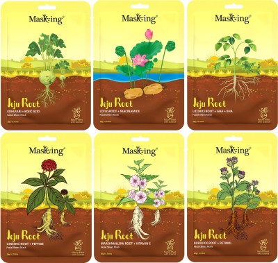 MasKing Skin glowing and fairness Jeju Root Facial Sheet Mask,Face Serum Mask, 20Ml each(120 ml)