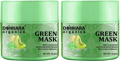 DONNARA organics Green Face Mask with Kiwi Extract for Blackheads Removal Pack of 2 of 50Gms(100 g)