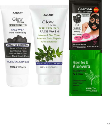 AASAKT Anti-Blackhead Charcoal Face Wash + Mask Pack(200 ml)