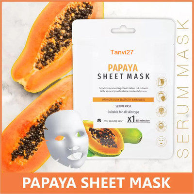 tanvi27 Papaya Face Sheet Mask With Serum For Women and Men(20 g)