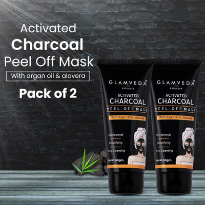 GLAMVEDA Charcoal Peel Off Mask Pack of 2|Removes Blackheads & Impurities for Bright Skin(120 g)