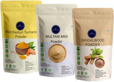 VEDICINE Combo of- Multani Mitti Kasturi Turmeric Sandalwood (Chandan) Powder for Face and Skin(250 g)