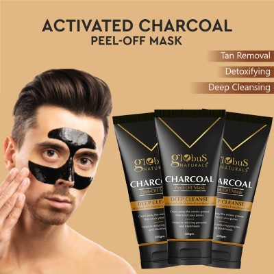Globus Naturals Activated Charcoal Peel off Mask For Men Enriched With Vitamin-E, Aloevera(300 g)