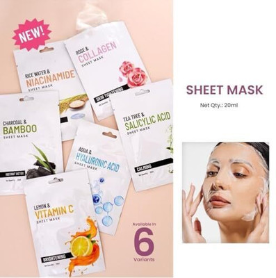 muphin trading company Sheet Mask Combo Pack, Purifying, Brightening Sheet Mask [pack of-6](80 ml)