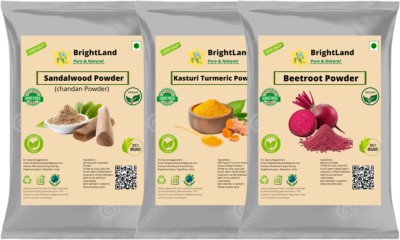 Brightland Sandalwood face pack katuri Turmeric powder Beetroot powder 40gm each(120 g)