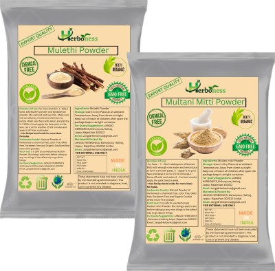 Herboness Mulethi Powder and Multani Mitti Powder For Face And Skin (100gm Each)(200 g)