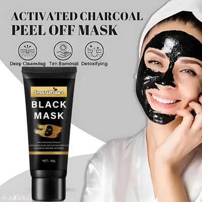smartdrops Charcoal Peel off Face Mask | Face Pack for DeTan & Blackhead Removal(60 g)