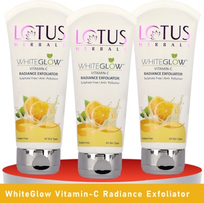 LOTUS HERBALS WhiteGlow Vitamin-C Radiance Exfoliator ( Pack of 3 ) ( 100gm * 3 )(300 g)