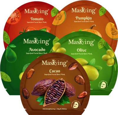 MasKing Superfood Facial Sheet Mask for Skin Hydrating and Soothing, Combo Pack Of 5(100 ml)