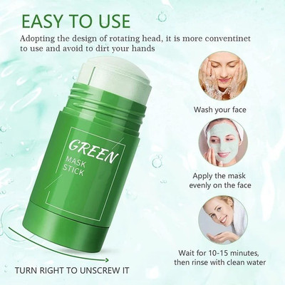 Luster Shine Green Tea Purifying Clay Stick Mask Oil Control Eggplant Cleaning Mask(40 g)