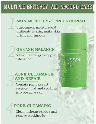 Yuency Green Tea Purifying Clay Stick Mud Mask Oil Control,Portable Cleansing Mask Mud(40 g)