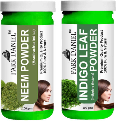 PARK DANIEL Premium Neem Powder & Indigo Leaf Powder Combo Pack of 2 Bottles of 100 gm (200 gm )(200 g)