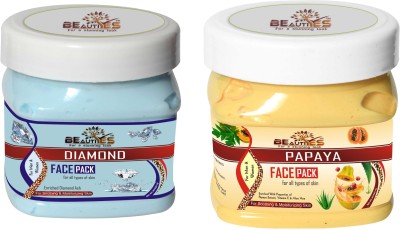 BEAUTIYES Diamond Face Pack 450gm & Papaya Face Pack 450gm Moisturizing for all types skin(900 g)