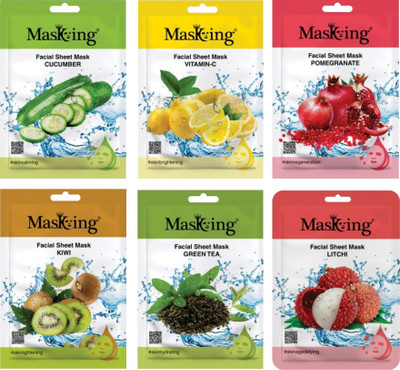 MasKing Beauty Facial sheet mask for hydrating Skin Combo (Pack of 6)(120 ml)