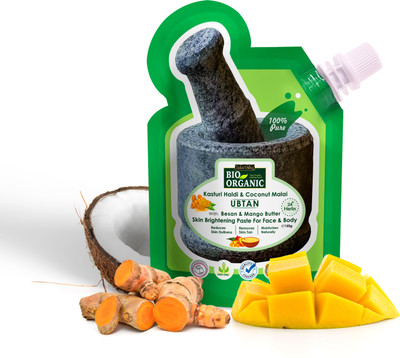 Indus Valley Kasturi Haldi & Coconut Malai Ubtan With Besan & Mango Butter, Skin Brightening(150 g)