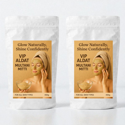 VIP ALDAT Multani Mitti Herbal Glow Natural Radiance Pure Skin Bright Pack 2 (2×450g)(900 g)
