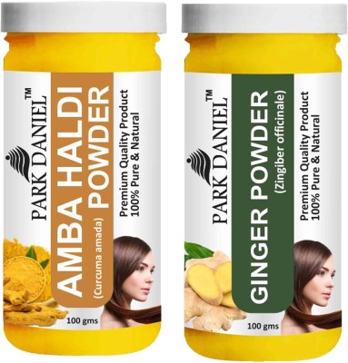 PARK DANIEL Premium Amba Haldi Powder & Ginger Powder Combo Pack of 2 Bottles of 100 gm (200 gm )(200 g)