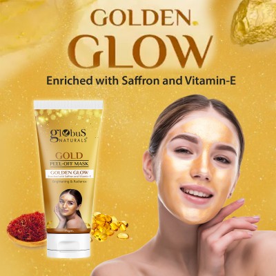 Globus Naturals Golden Glow Peel Off Mask|Removes Blackhead|Anti-Aging|Lightening,Brightening(75 g)
