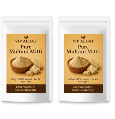VIP ALDAT Multani Mitti Glow Max Bright Herbal Natural Glow Pack 2 (2×450g)(900 g)