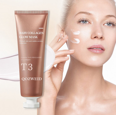 QOZWEID baby Collagen Mask Overnight Peel Off for Dullness Hydrolysed Glowing Glass Skin(70 ml)
