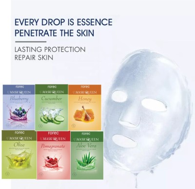 rorec MASK QUEEN Skin Pigmentation Removal Facial Sheet Mask Combo Pack Of 6 (120ml)(120 ml)