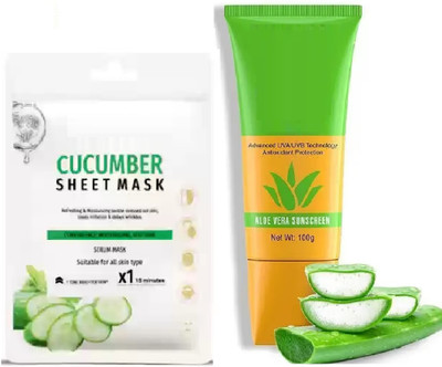 GABBU Skincare sunscreen combo with face serum sheet mask(120 ml)