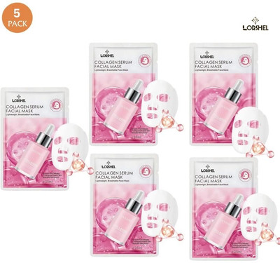 LORSHEL Collagen Face Sheet Mask Bio Collagen Sheet Mask Texture Tone(125 ml)