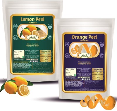 biotic Orange Peel and Lemon Peel Powder - Combo 100 g Each(200 g)