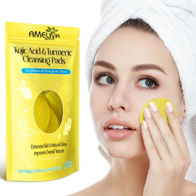Ameliya Turmeric &Kojic Acid Face & Neck Cleansing Pads for Dark Spots,Skin Brightening(50 ml)