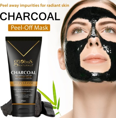 Globus Naturals Activated Black heads removal Mask, Charcoal Peel off Face Mask For Women, 100g(100 g)