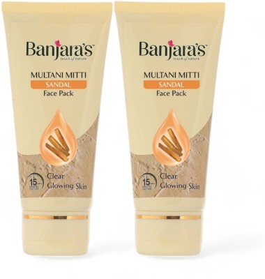 Banjaras Sandal Multani Mitti Clear Glowing Skin Face Pack - Pack Of 2 (50g)(100 g)