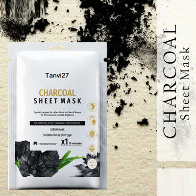 tanvi27 Charcoal Face Sheet Mask With Serum For Women and Men(40 g)