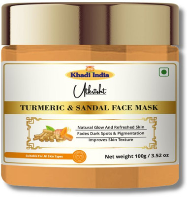 Utkrisht Khadi Turmeric & Sandalwood Face Mask for Brightening, Anti-Acne & Glowing Skin(100 g)