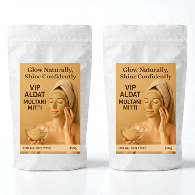 VIP ALDAT Multani Mitti Herbal Glow Brightness Natural Radiance Skin Pack 2 (2×450g)(900 g)