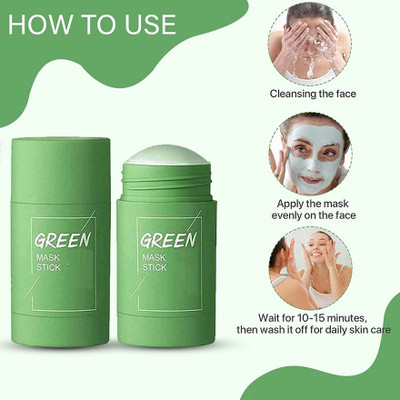 HUZURLU Green Tea Purifying Clay Stick Face Mask for All Skin Types(40 g)